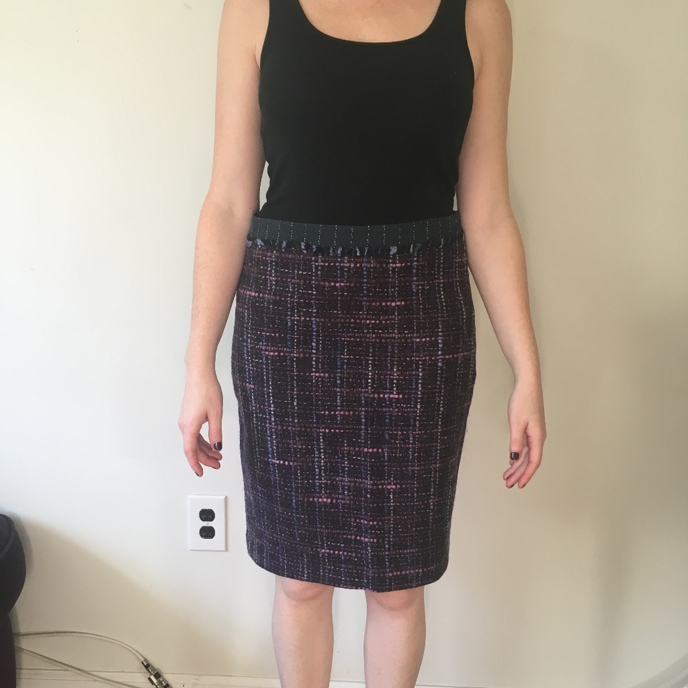 Trina Turk Purple Tweed Pencil Skirt